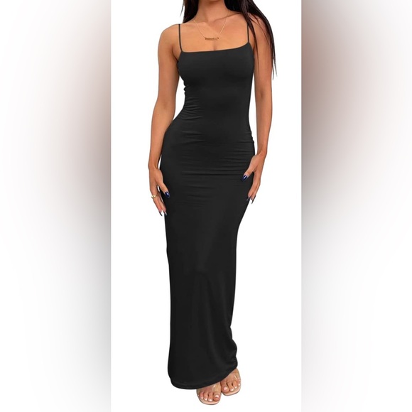 LILLUSORY Womens Casual Slip Dresses Spaghetti Strap Double Lined Bodycon Dress - Picture 1 of 7